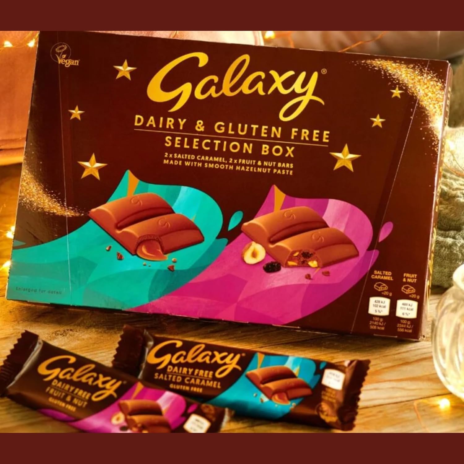 Gluten Free & Vegan Galaxy Chocolate Gift Set Sweet Hamper Non-Dairy Milk 160g& Cards - Galaxy Selection Box Christmas Chocolates Gift Box for Birthday Chocolate, Kids Snacks Galaxy Chocolate Hamper-4