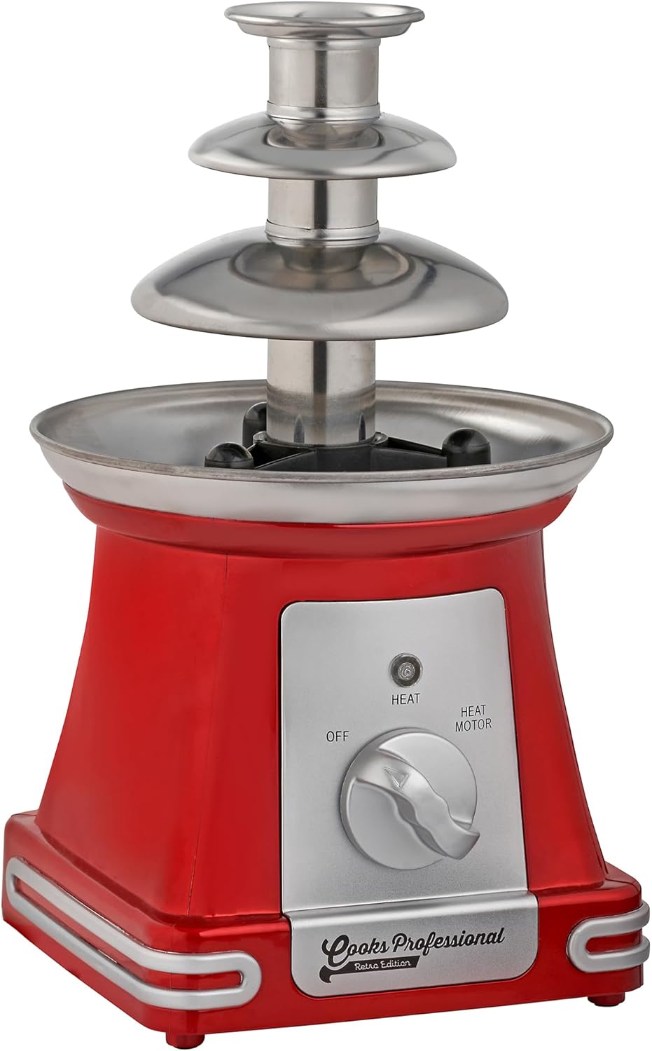 Cooks Professional Retro Edition | Electric | 3-Tier Chocolate Fountain | Children's Birthdays and Weddings | Red-4