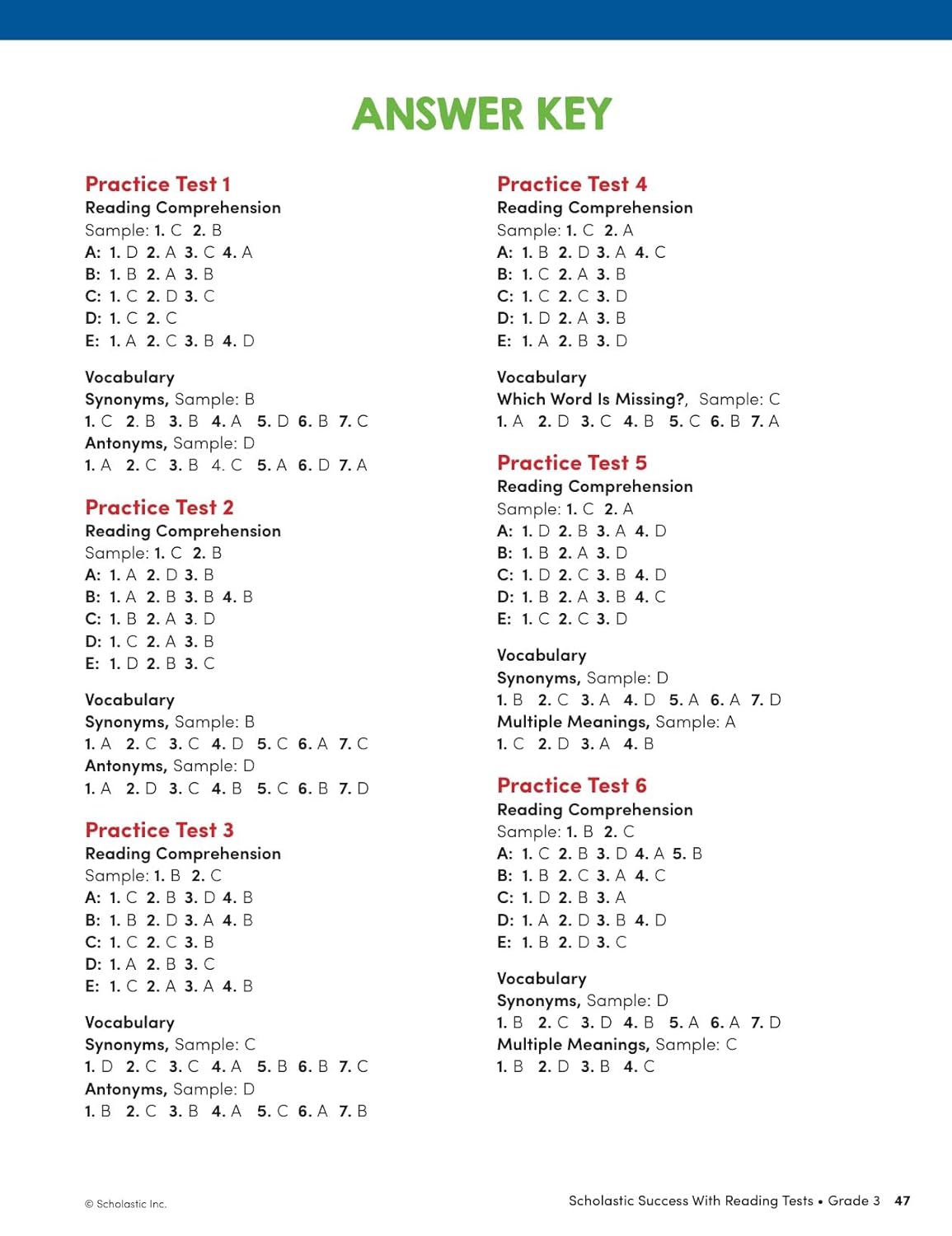 Scholastic Success with Reading Tests Grade 3 Workbook-12