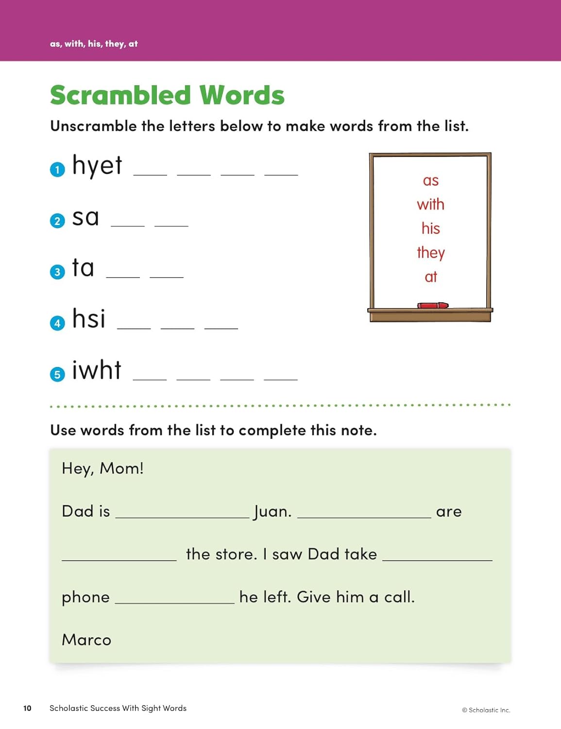 Scholastic Success with Sight Words Workbook-4