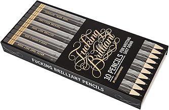 Chronicle Books F*cking Brilliant Pencil Set, Wooden, 10-Piece, with Inspirational Profanity and Calligraphic Flourishes