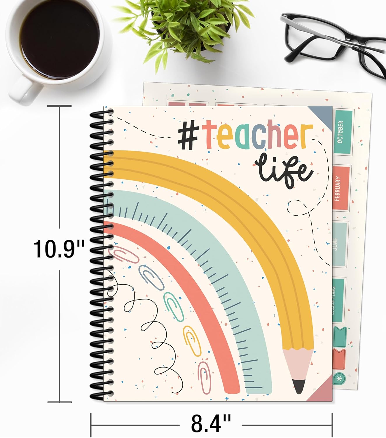 Carson Dellosa We Belong Boho Teacher Planner, 8" x 11" Spiral Bound Planner With Planner Stickers, Undated Daily Planner, Weekly Planner & Monthly Planner, School Supplies for Classroom Organization-1