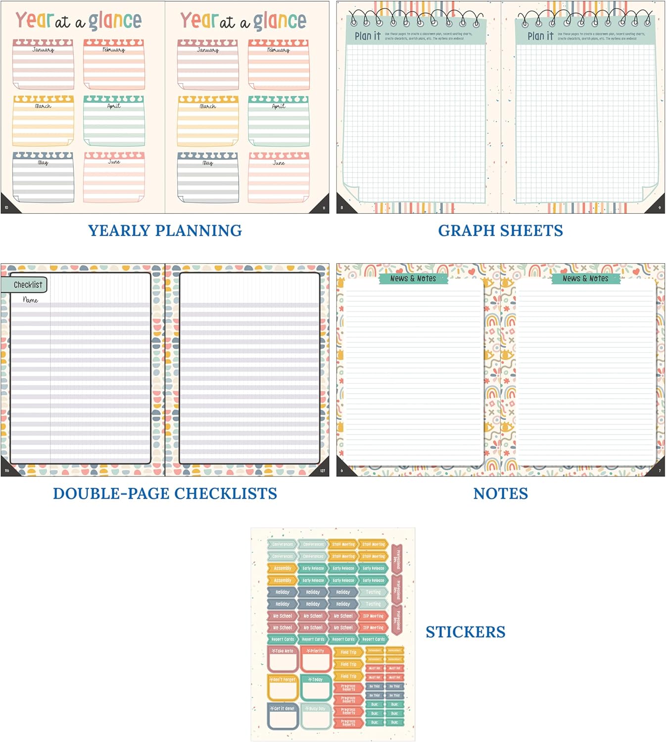 Carson Dellosa We Belong Boho Teacher Planner, 8" x 11" Spiral Bound Planner With Planner Stickers, Undated Daily Planner, Weekly Planner & Monthly Planner, School Supplies for Classroom Organization-6