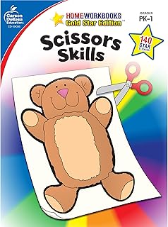 Carson Dellosa Scissor Skills Activity Book for Kids Ages 3-5, Colorful Animals, Shapes, and Line Formation Cut and Paste Activities, Kids Craft Book With Incentive Chart and Stickers, PreK+