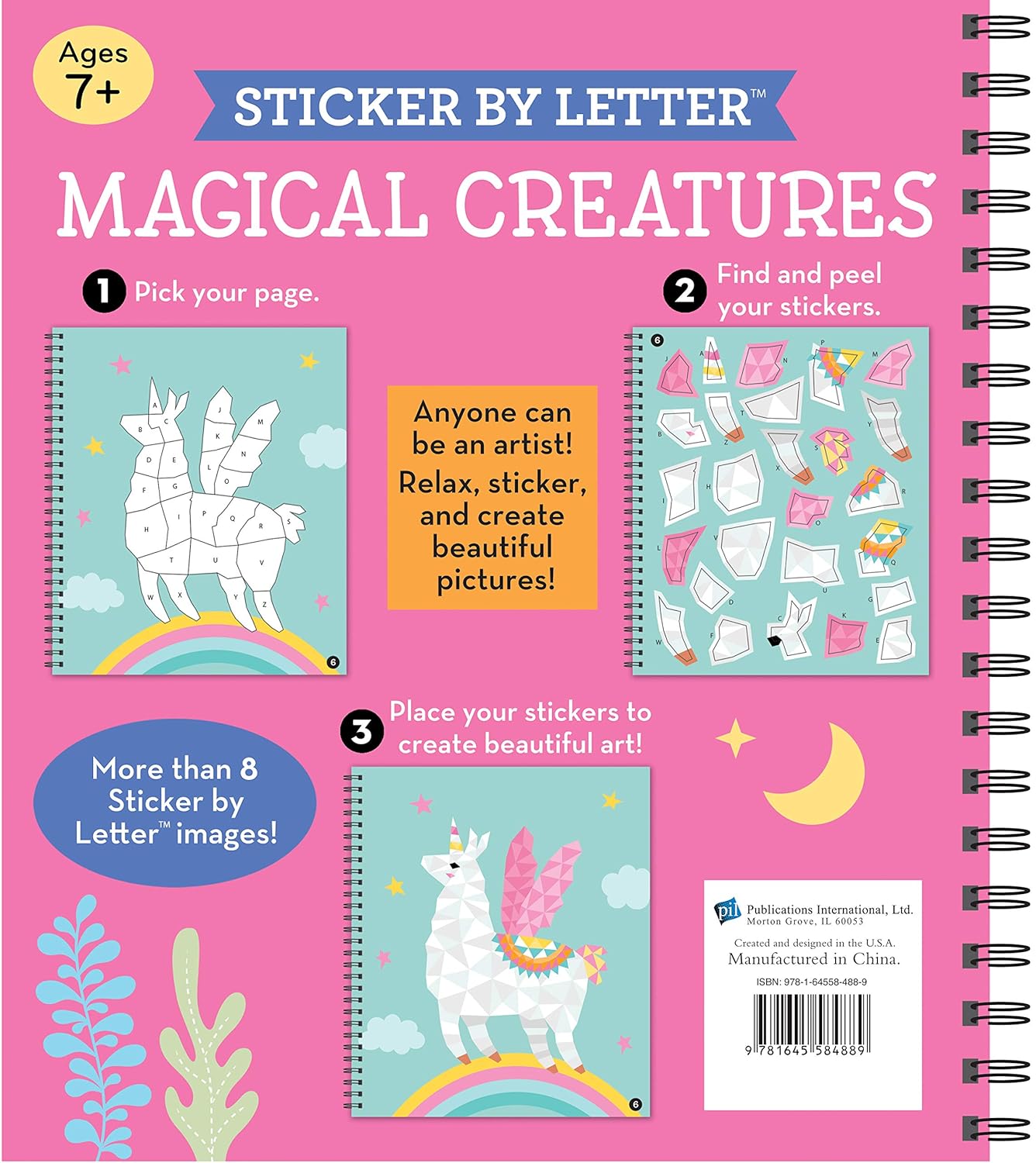 Brain Games - Sticker by Letter: Magical Creatures (Sticker Puzzles - Kids Activity Book)-1