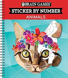 Brain Games - Sticker by Number: Animals (28 Images to Sticker)