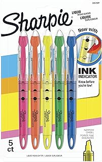 SHARPIE Liquid Highlighters, Chisel Tip, Assorted Colors, 5 Count