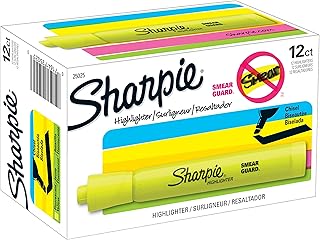 Sharpie Tank Highlighters, Chisel Tip, Fluorescent Yellow, 12 Count