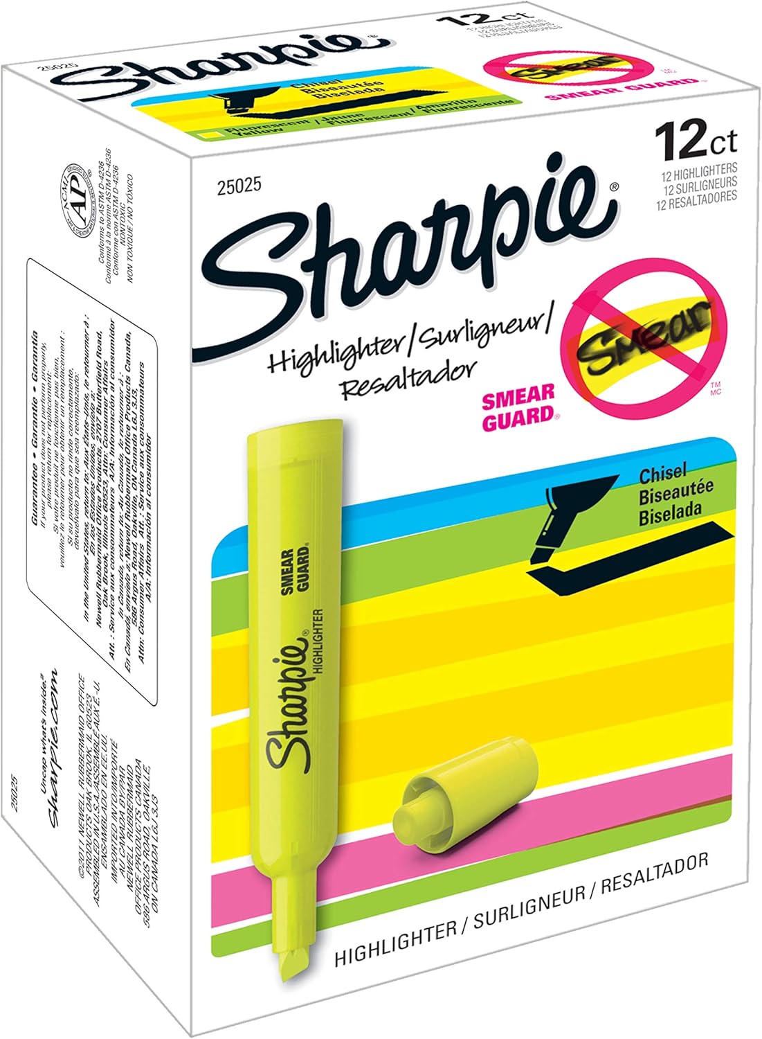 Sharpie Tank Highlighters, Chisel Tip, Fluorescent Yellow, 12 Count-7