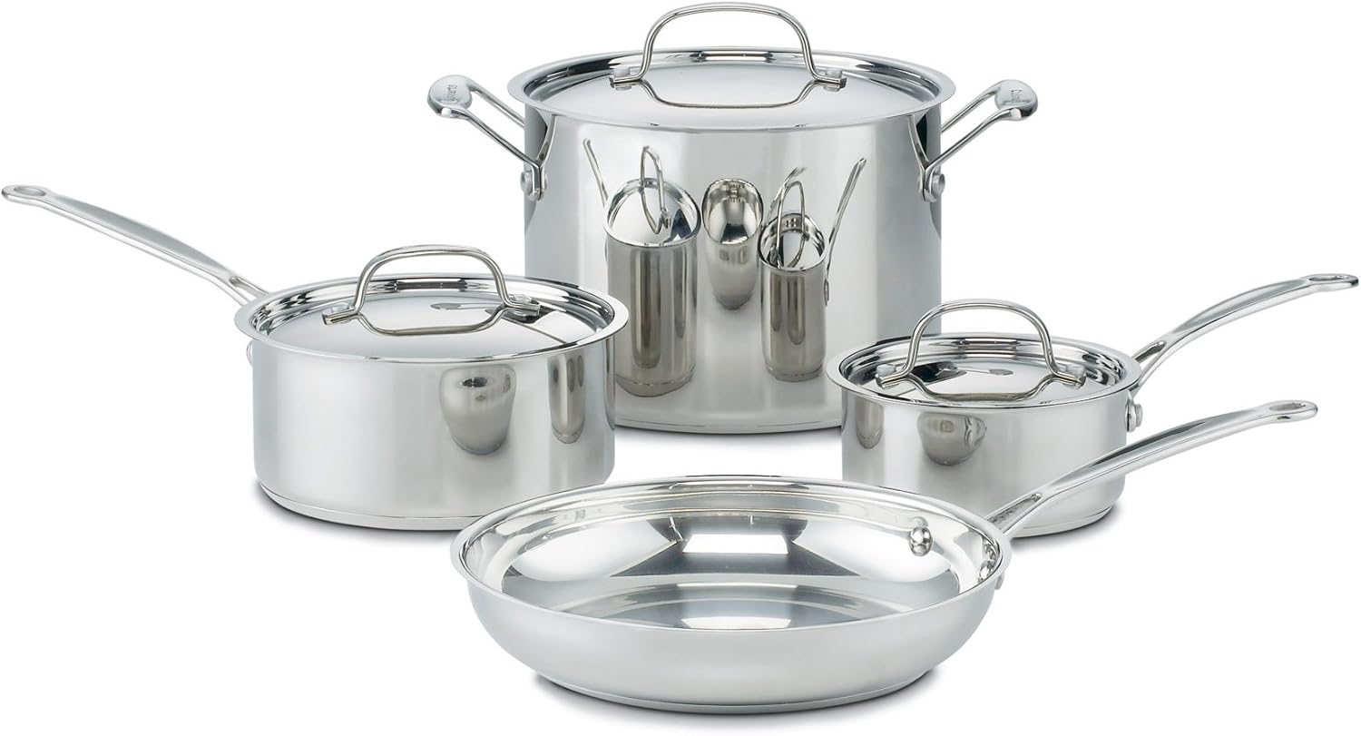 Cuisinart 7-Piece Cookware Set, Chef's Classic Stainless Steel Collection, 77-7P1-0