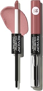 Revlon Liquid Lipstick with Clear Lip Gloss, ColorStay Face Makeup, Overtime Lipcolor, Dual Ended with Vitamin E in Nude, Eternally Tan (340), 0.07 Oz