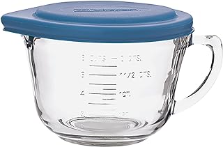 Anchor Hocking Batter Bowl, 2 Quart Glass Mixing Bowl with Blue Lid