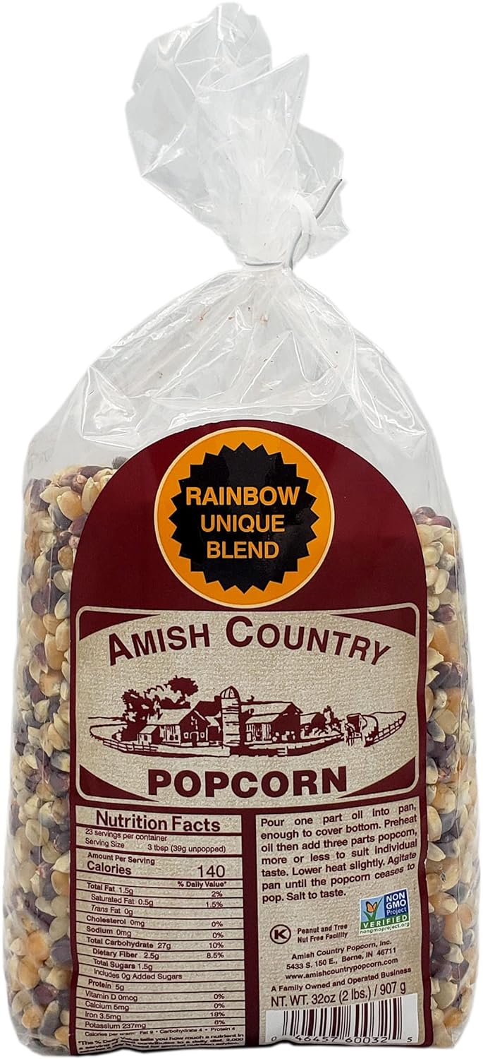 Amish Country Popcorn | 2 lb Bag | Rainbow Popcorn Kernels | Old Fashioned, Non-GMO and Gluten Free (Rainbow - 2 lb Bag)-0