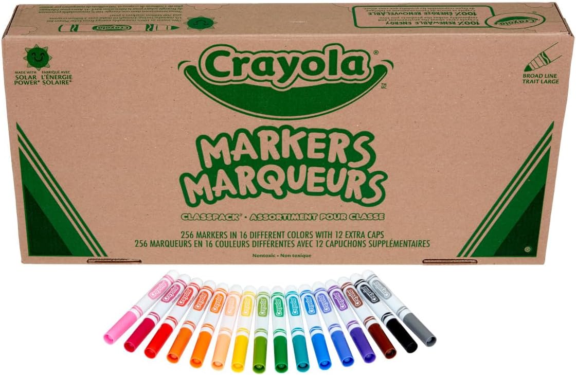 Crayola Broad Line Markers Classpack (256 Ct), Bulk School Supplies For Teachers, Kids Markers For School, Classroom Must Have-1