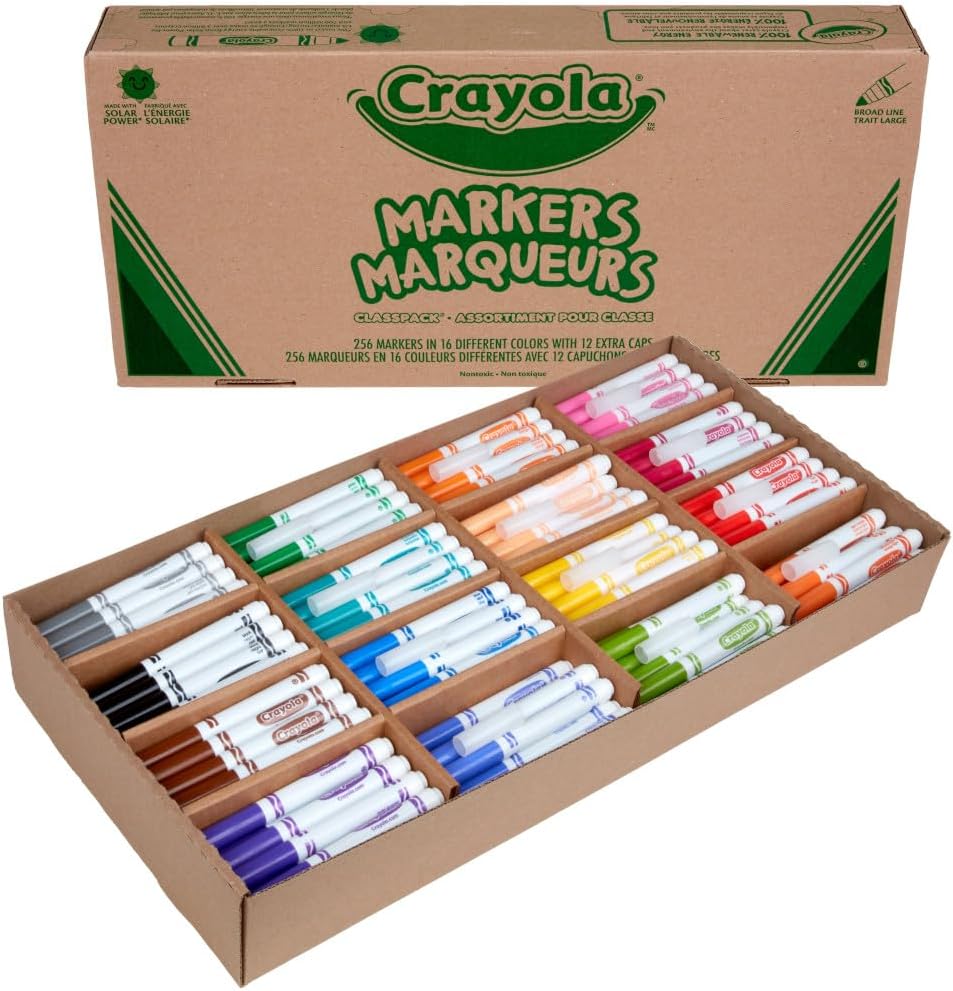 Crayola Broad Line Markers Classpack (256 Ct), Bulk School Supplies For Teachers, Kids Markers For School, Classroom Must Have-3