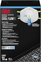 3M Respirator, Cool Flow Valve, Paint Sanding, Lightweight, Disposable, Filter Media, Stretchable, Easy Breathing, 10-Pack