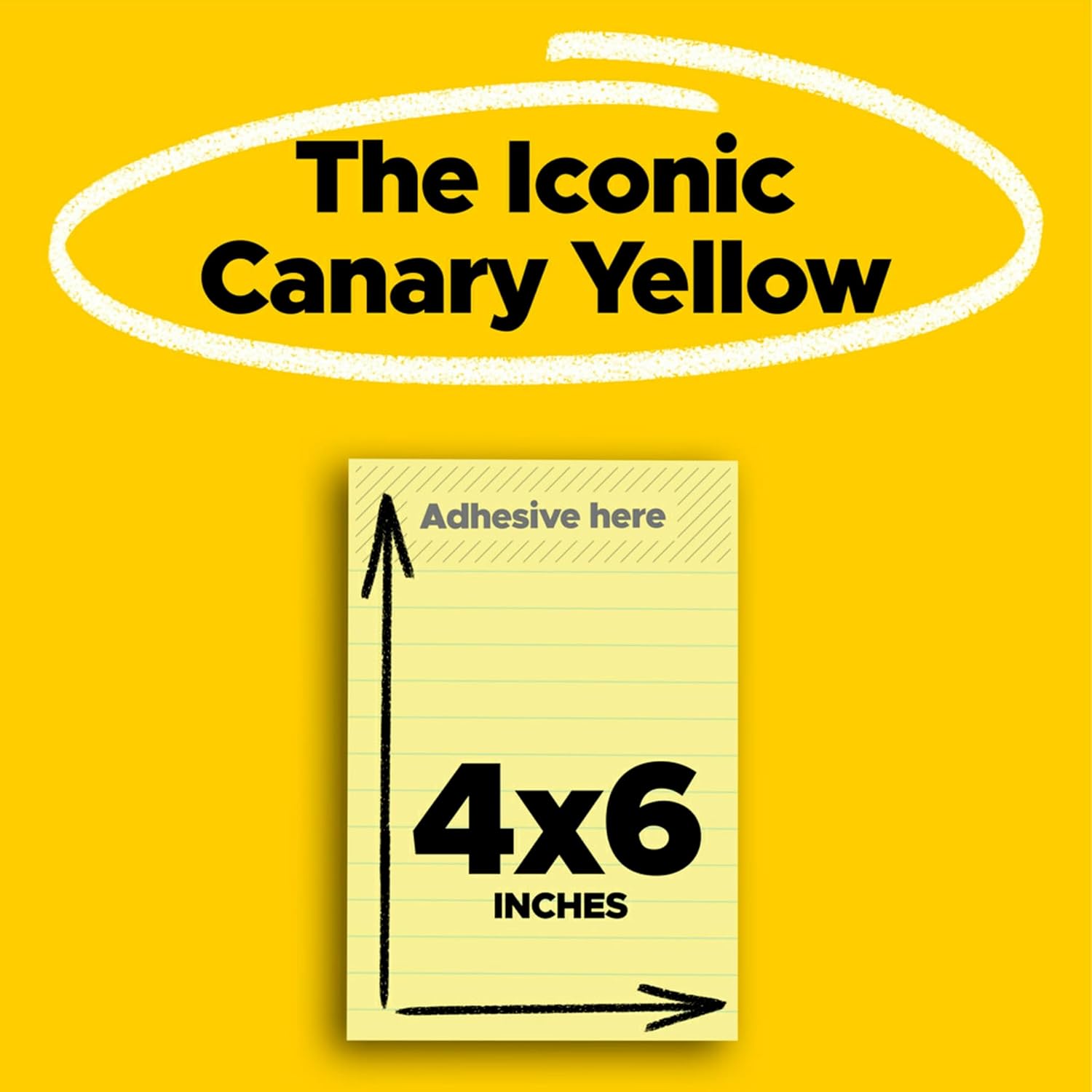 Post-it Super Sticky Notes, 4x6 in, 5 Pads, 2x the Sticking Power, Canary Yellow, Recyclable-1