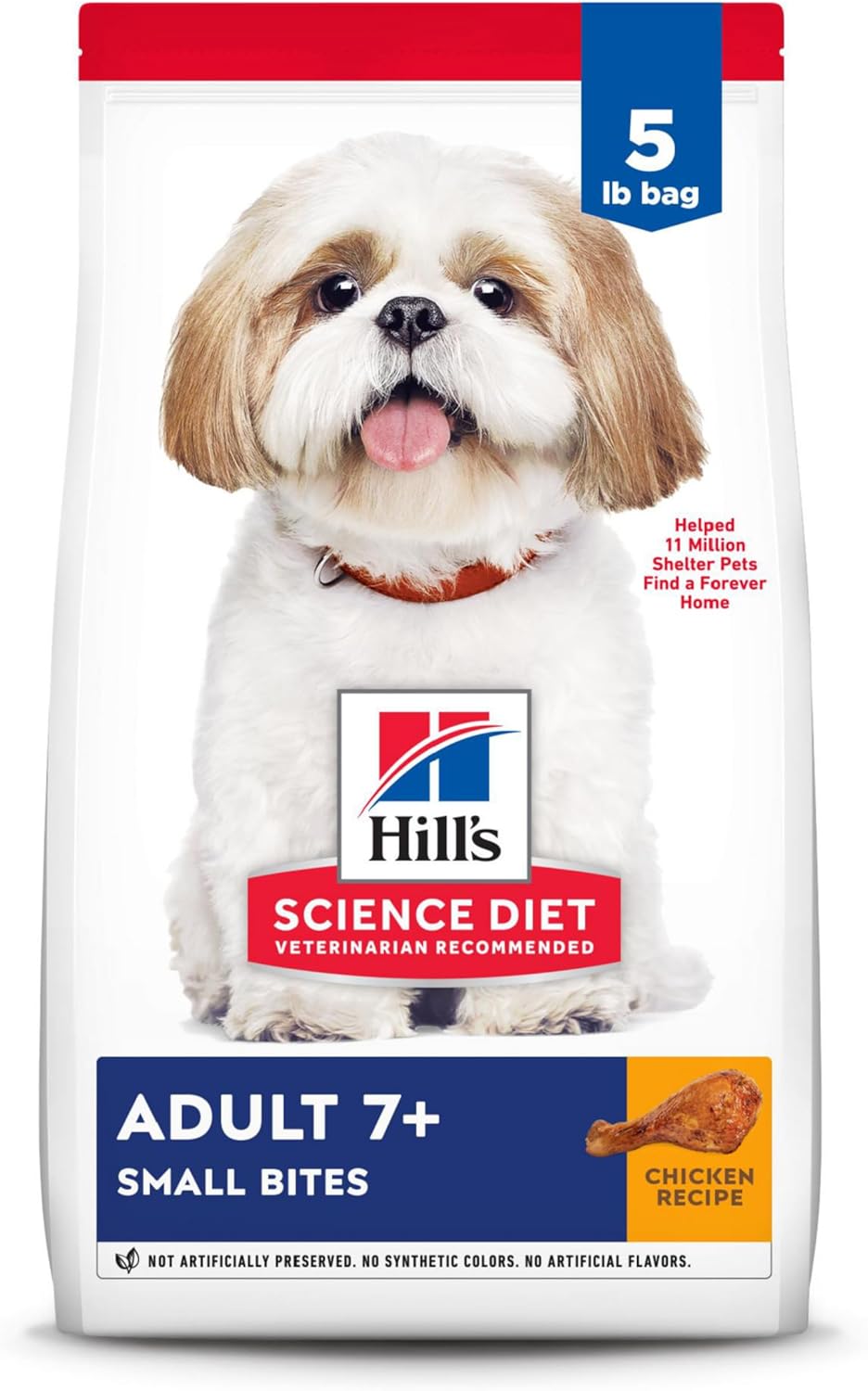 Hill's Science Diet Adult 7+, Senior Adult 7+ Premium Nutrition, Small Kibble, Dry Dog Food, Chicken, Brown Rice, & Barley, 5 lb Bag-0