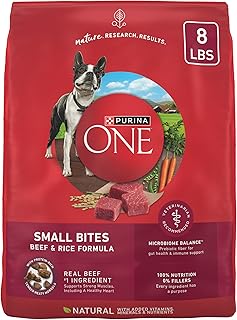 Purina ONE Small Bites Beef and Rice Formula Small High Protein Dry Dog Food Natural With Added Vitamins, Minerals and Nutrients - 8 lb. Bag