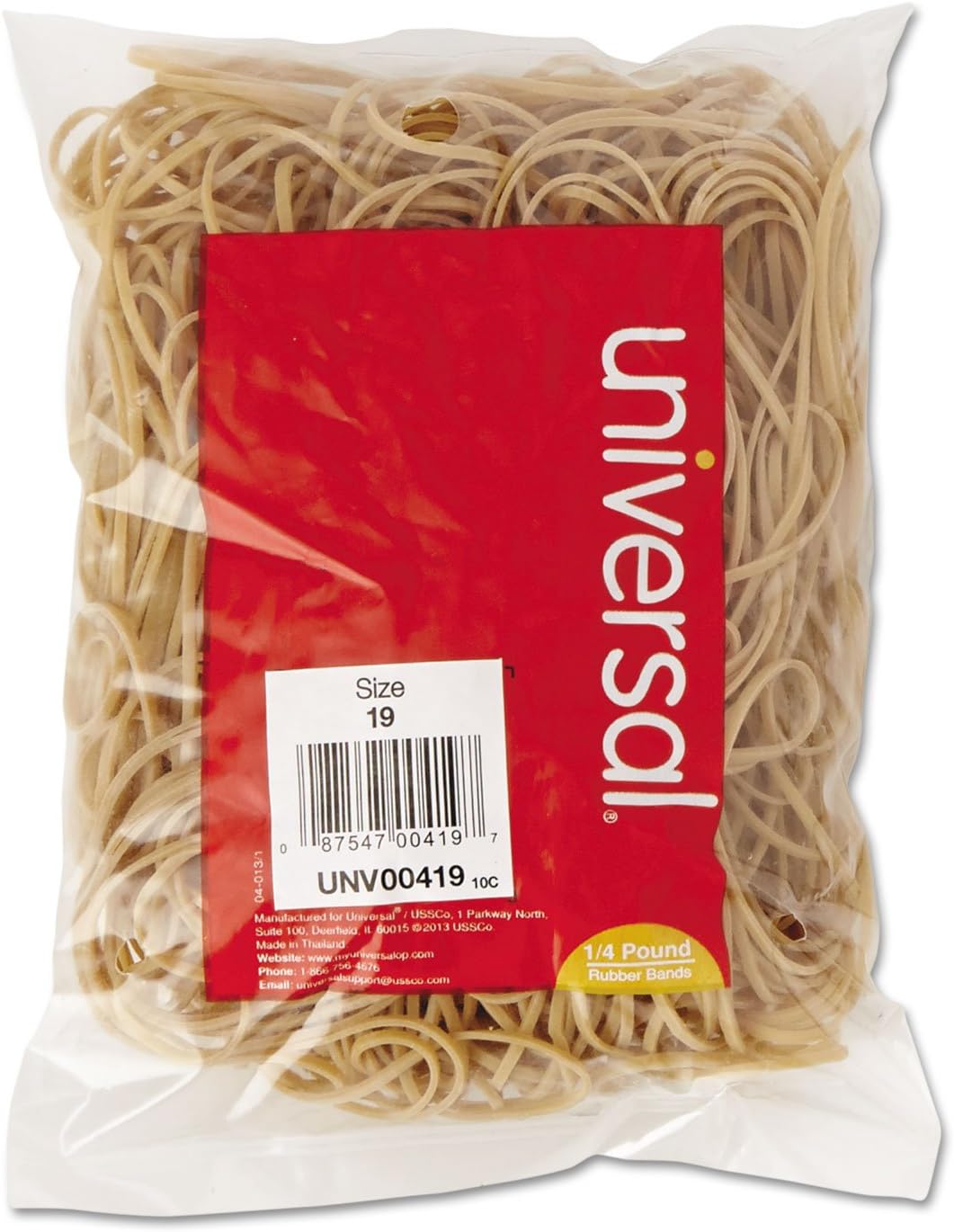 Universal 00419 Rubber Bands, Size 19, 3-1/2 x 1/16, 310 Bands/1/4lb Pack-0