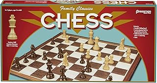 Family Classics Chess by Pressman - with Folding Board and Full Size Chess Pieces