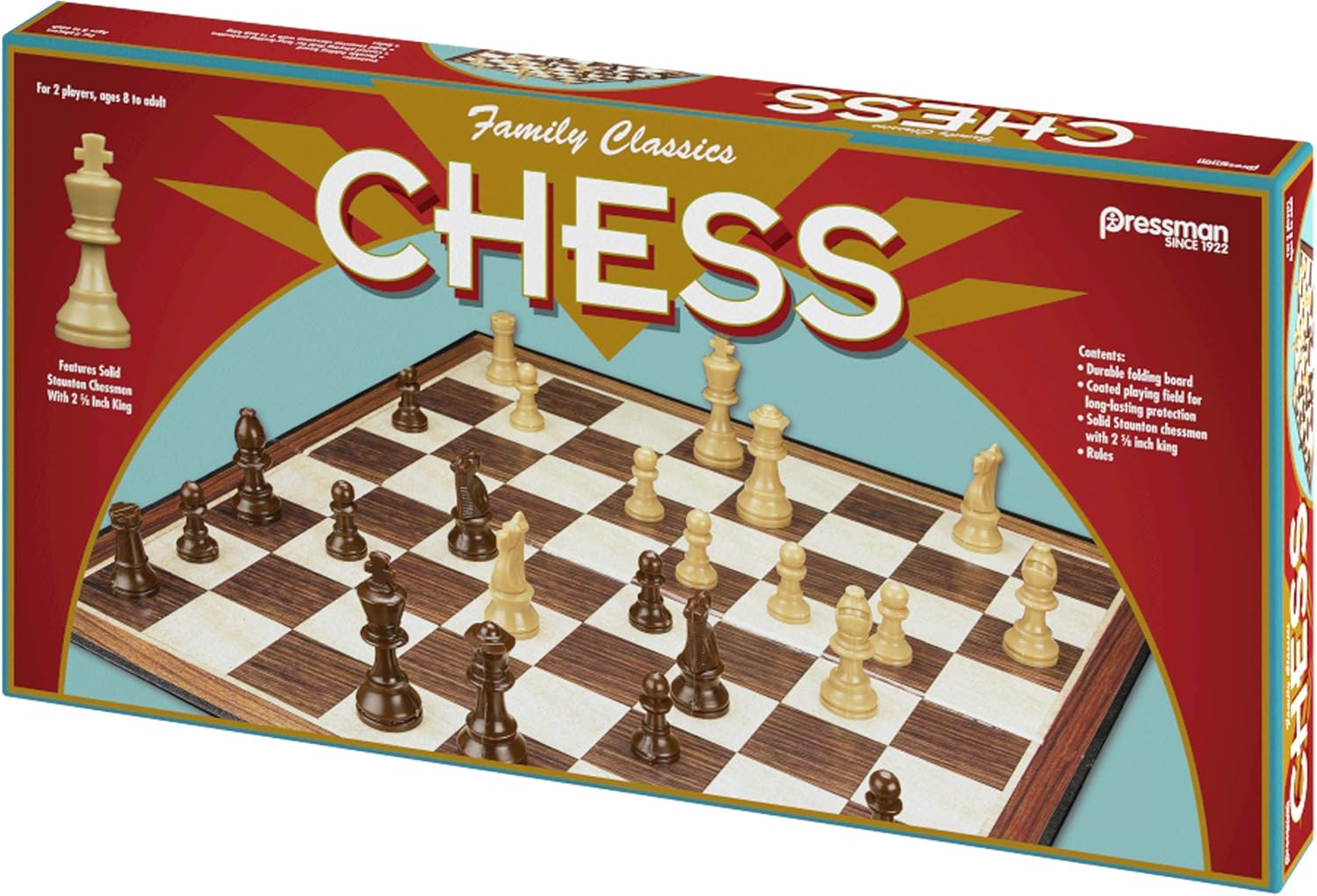 Family Classics Chess by Pressman - with Folding Board and Full Size Chess Pieces-1