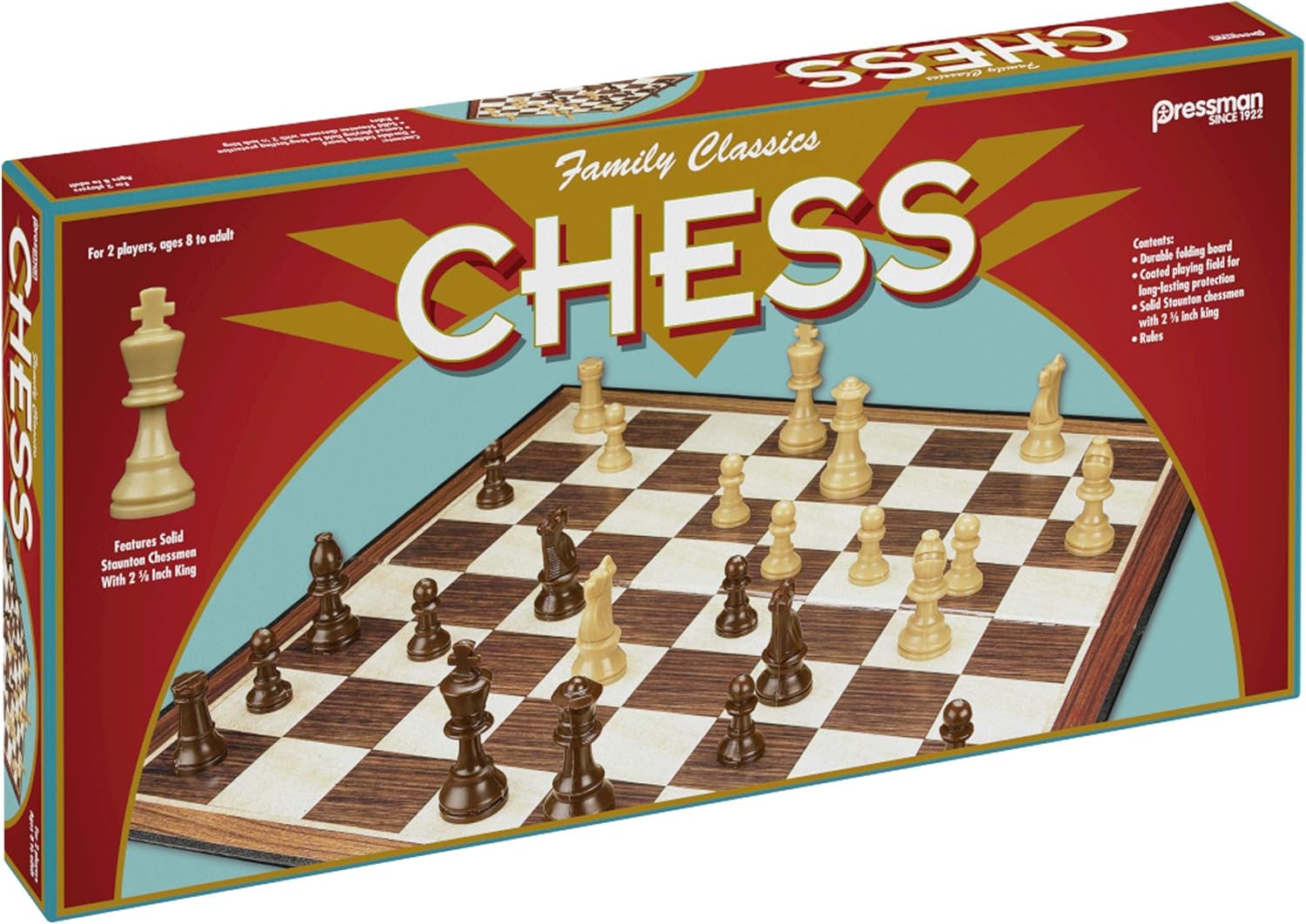 Family Classics Chess by Pressman - with Folding Board and Full Size Chess Pieces-4