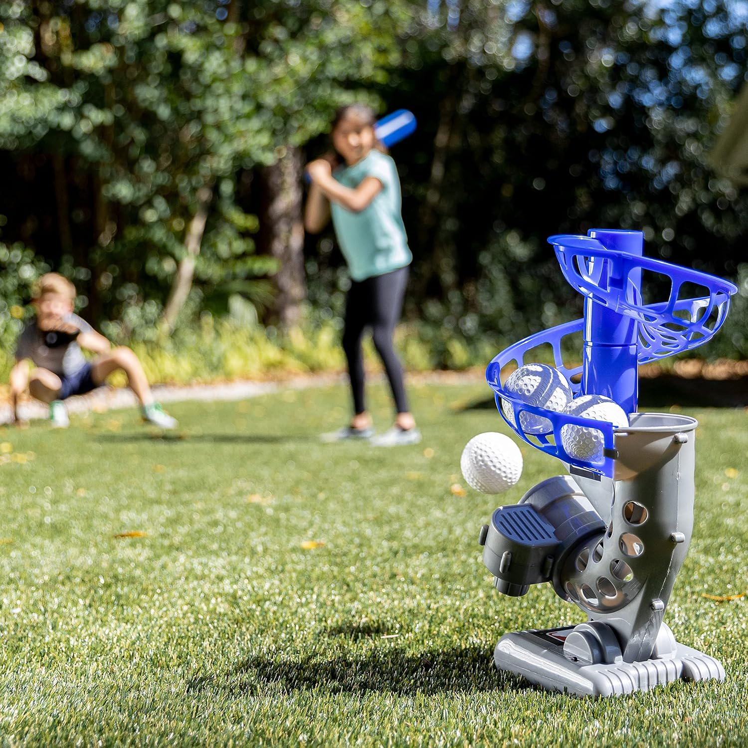 Franklin Sports MLB Kids Electronic Baseball Pitching Machine - Automatic Youth Pitching Machine with (6) Plastic Baseballs Included -Youth Baseball Pitcher for Kids Ages 3+-6