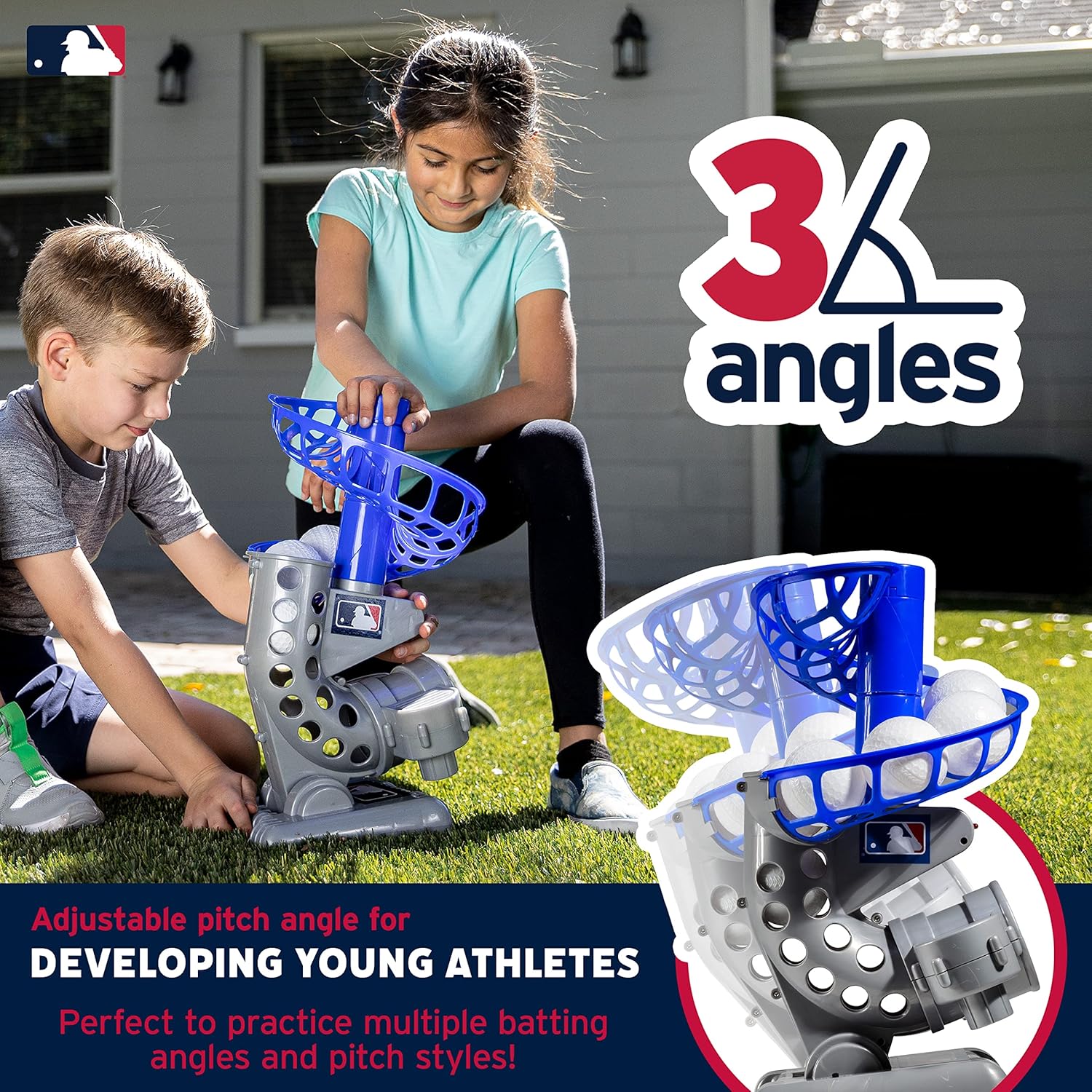 Franklin Sports MLB Kids Electronic Baseball Pitching Machine - Automatic Youth Pitching Machine with (6) Plastic Baseballs Included -Youth Baseball Pitcher for Kids Ages 3+-8