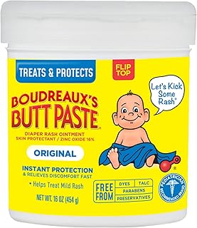 Boudreaux's Butt Paste Original Diaper Rash Cream, Ointment for Baby, 16 oz Flip-Top Jar