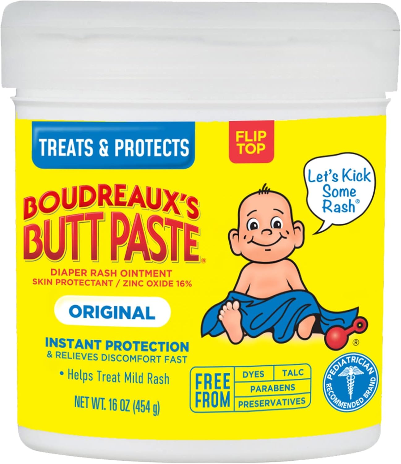 Boudreaux's Butt Paste Original Diaper Rash Cream, Ointment for Baby, 16 oz Flip-Top Jar-0