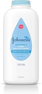 Johnson's Baby Powder, Naturally Derived Cornstarch with Aloe & Vitamin E for Delicate Skin, Hypoallergenic and Free of Parabens, Phthalates, and Dyes for Gentle Baby Skin Care, 15 oz