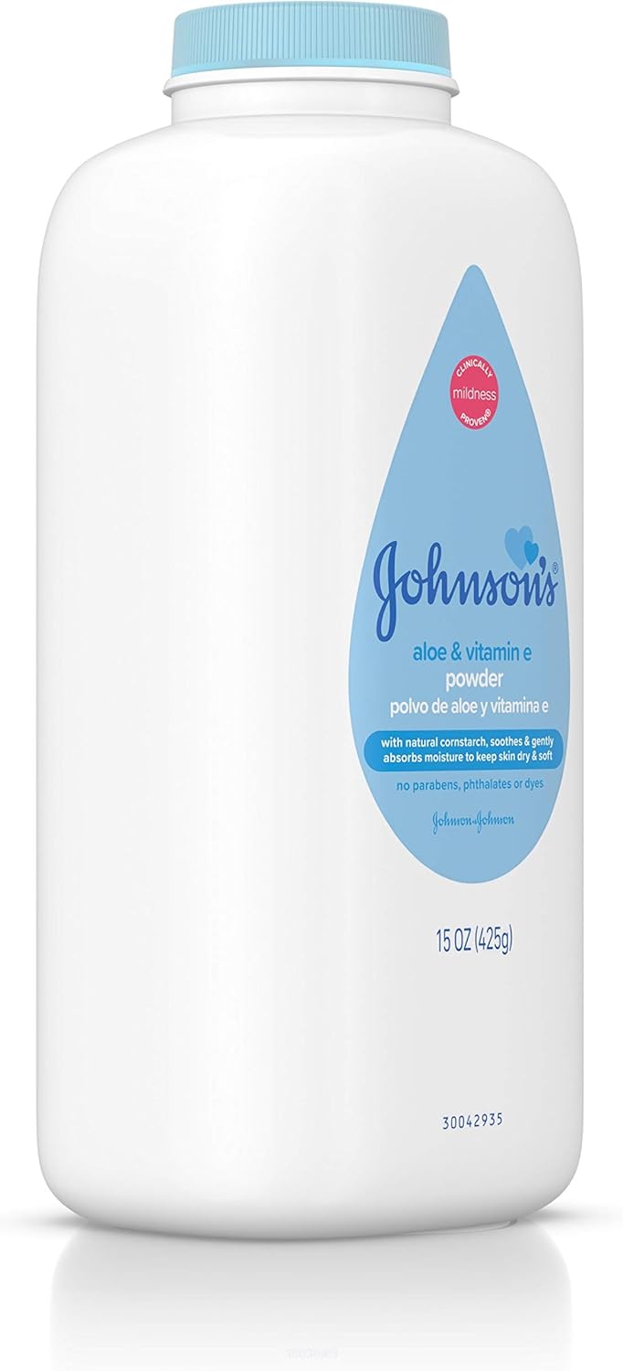 Johnson's Baby Powder, Naturally Derived Cornstarch with Aloe & Vitamin E for Delicate Skin, Hypoallergenic and Free of Parabens, Phthalates, and Dyes for Gentle Baby Skin Care, 15 oz-3