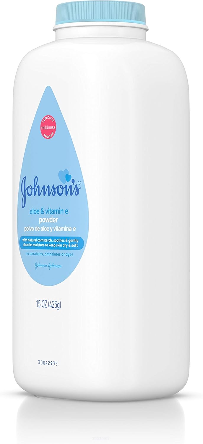 Johnson's Baby Powder, Naturally Derived Cornstarch with Aloe & Vitamin E for Delicate Skin, Hypoallergenic and Free of Parabens, Phthalates, and Dyes for Gentle Baby Skin Care, 15 oz-8