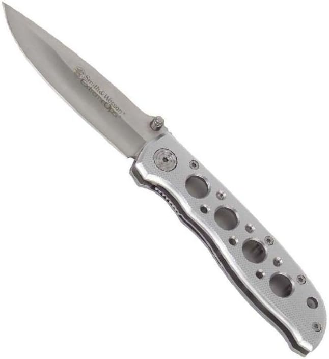 Smith & Wesson Extreme Ops CK105H 7.3in S.S. Folding Knife with 3.2in Drop Point Blade and Aluminum Handle for Outdoor, Tactical, Survival and EDC-0