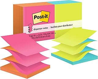 Post-it Pop-up Notes, 3x3 in, 12 Pads, America's #1 Favorite Sticky Notes, Poptimistic, Bright Colors, Clean Removal, Recyclable