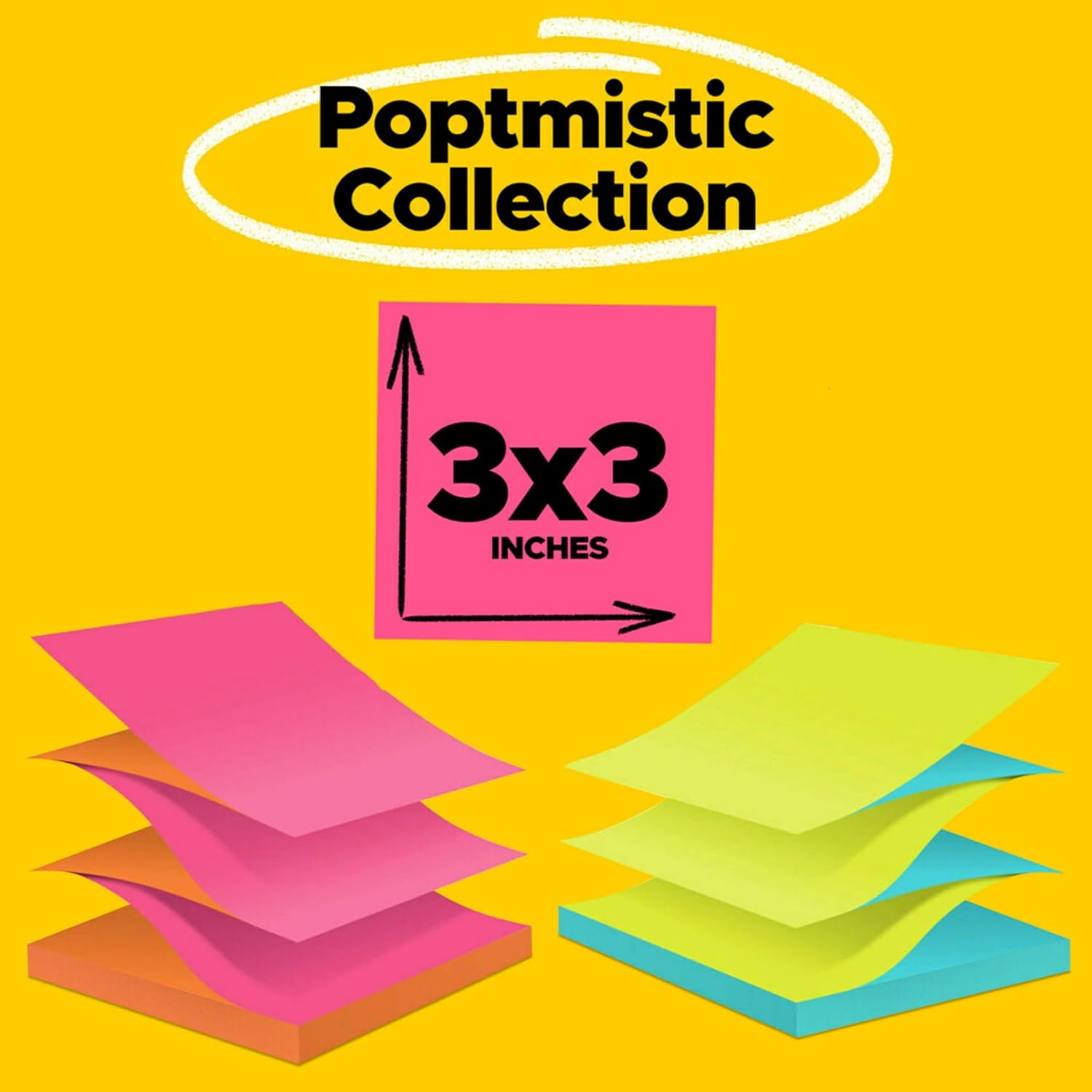 Post-it Pop-up Notes, 3x3 in, 12 Pads, America's #1 Favorite Sticky Notes, Poptimistic, Bright Colors, Clean Removal, Recyclable-1