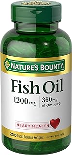 Nature's Bounty Fish Oil, Supports Heart Health, 1200 Mg, 360 Mg Omega-3, Rapid Release Softgels, 200 Ct