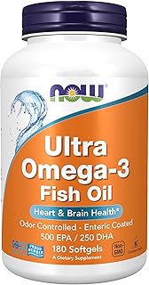 NOW Foods Supplements, Ultra Omega-3 Molecularly Distilled and Enteric Coated, 180 Softgels