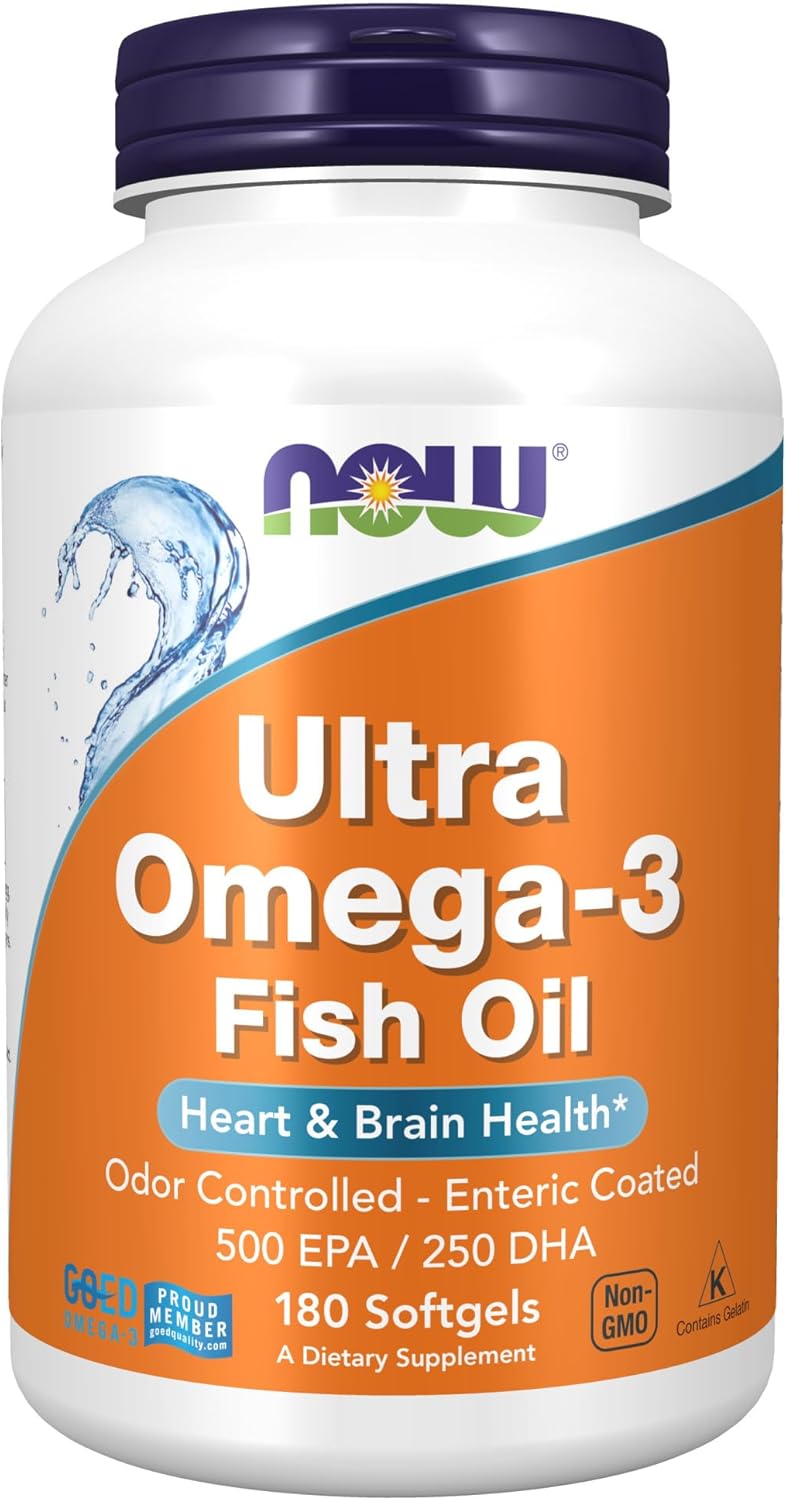 NOW Foods Supplements, Ultra Omega-3 Molecularly Distilled and Enteric Coated, 180 Softgels-0