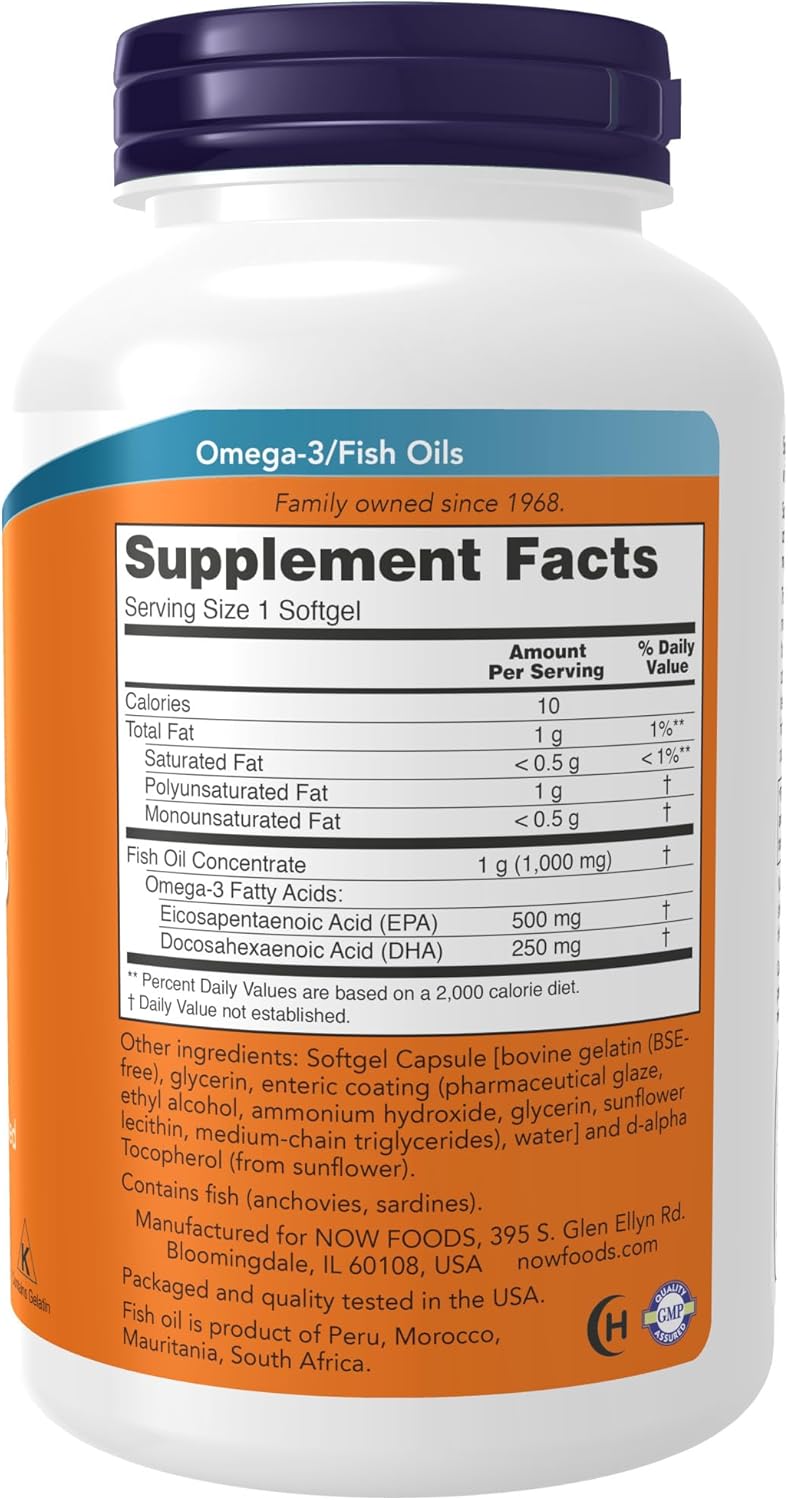 NOW Foods Supplements, Ultra Omega-3 Molecularly Distilled and Enteric Coated, 180 Softgels-1