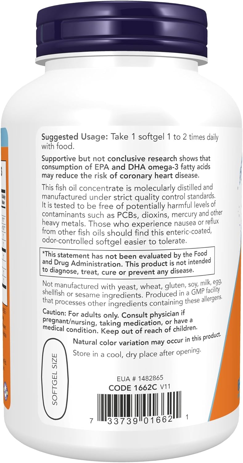 NOW Foods Supplements, Ultra Omega-3 Molecularly Distilled and Enteric Coated, 180 Softgels-2