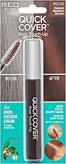 RED by Kiss Quick Cover Root Touch Up Mascara Water-Resistant Temporary Gray Concealer Cover Up Brush for Hair and Beard (Natural Medium Brown)