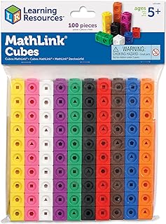 Learning Resources MathLink Cubes - Set of 100 Cubes, Ages 5+ Kindergarten, STEM Activities, Math Manipulatives, Homeschool Supplies, Teacher Supplies