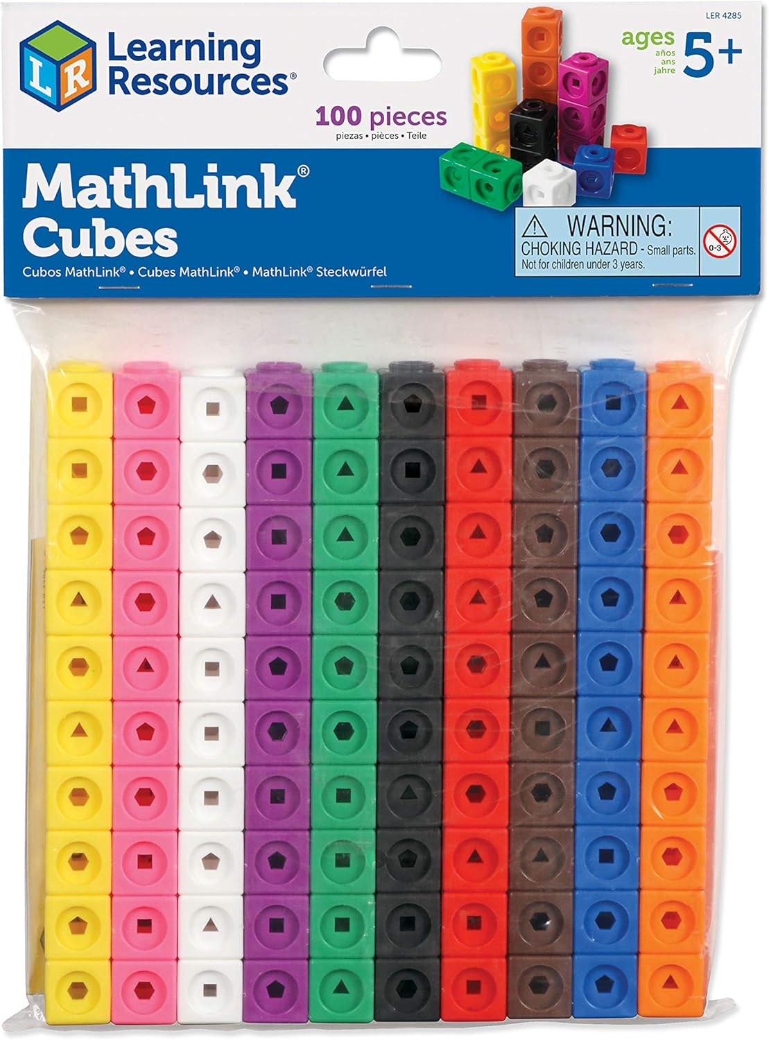 Learning Resources MathLink Cubes - Set of 100 Cubes, Ages 5+ Kindergarten, STEM Activities, Math Manipulatives, Homeschool Supplies, Teacher Supplies-0