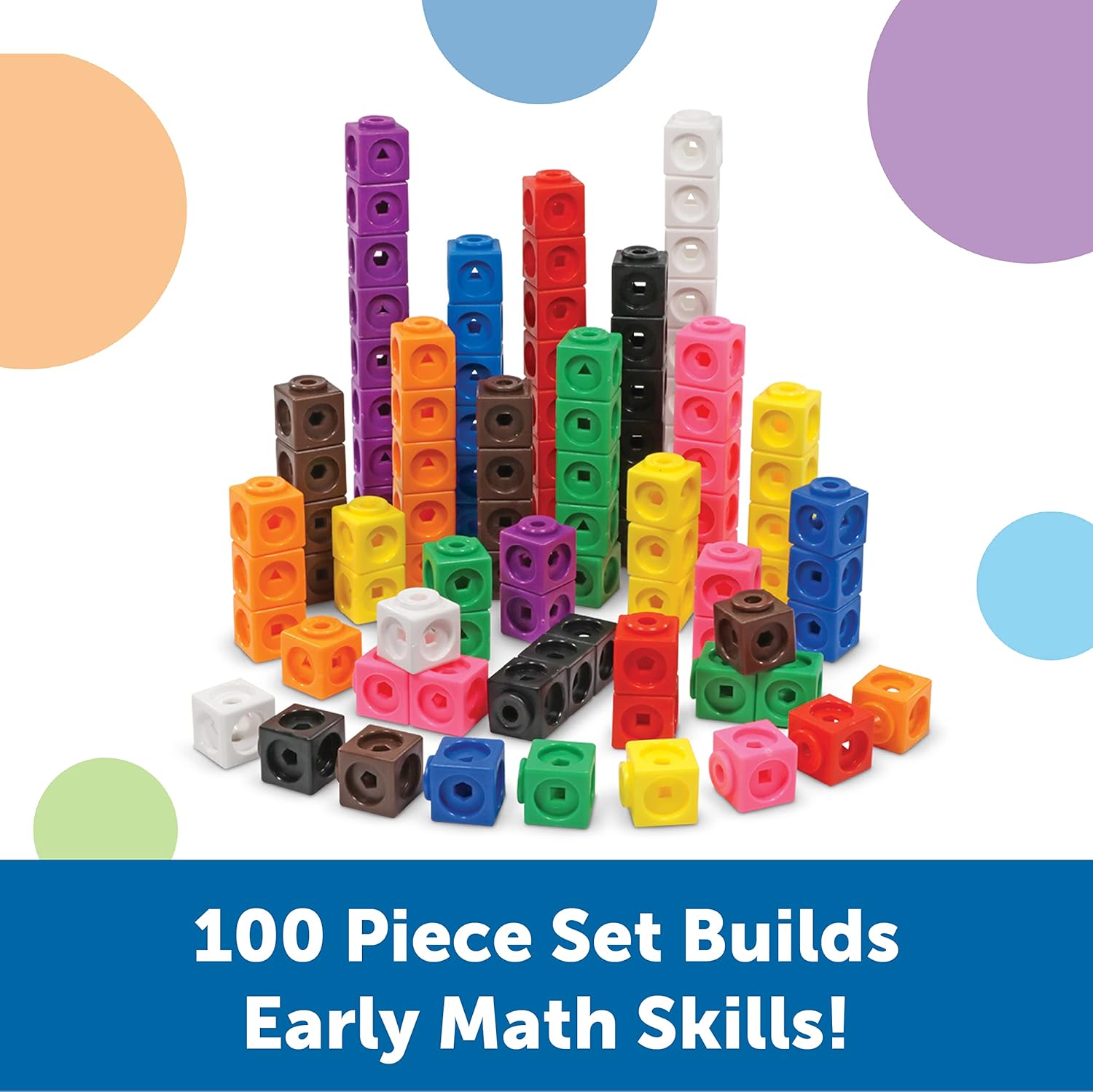 Learning Resources MathLink Cubes - Set of 100 Cubes, Ages 5+ Kindergarten, STEM Activities, Math Manipulatives, Homeschool Supplies, Teacher Supplies-1