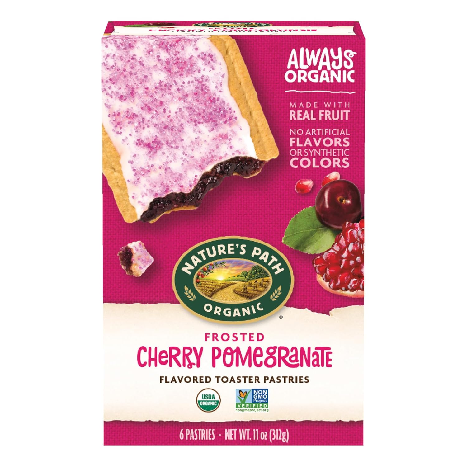 Nature's Path Organic Frosted Cherry Pomegranate Toaster Pastries, 11 Ounce (Pack of 1) Non-GMO, Made with Real Fruit-0