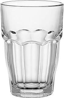 Bormioli Rocco Rock Bar Stackable Beverage, Set Of 6 Dishwasher Safe Drinking Glasses For Soda, Juice, Milk, Coke, Beer, Spirits – 12.5oz Durable Tempered Glass Water Tumblers For Daily Use