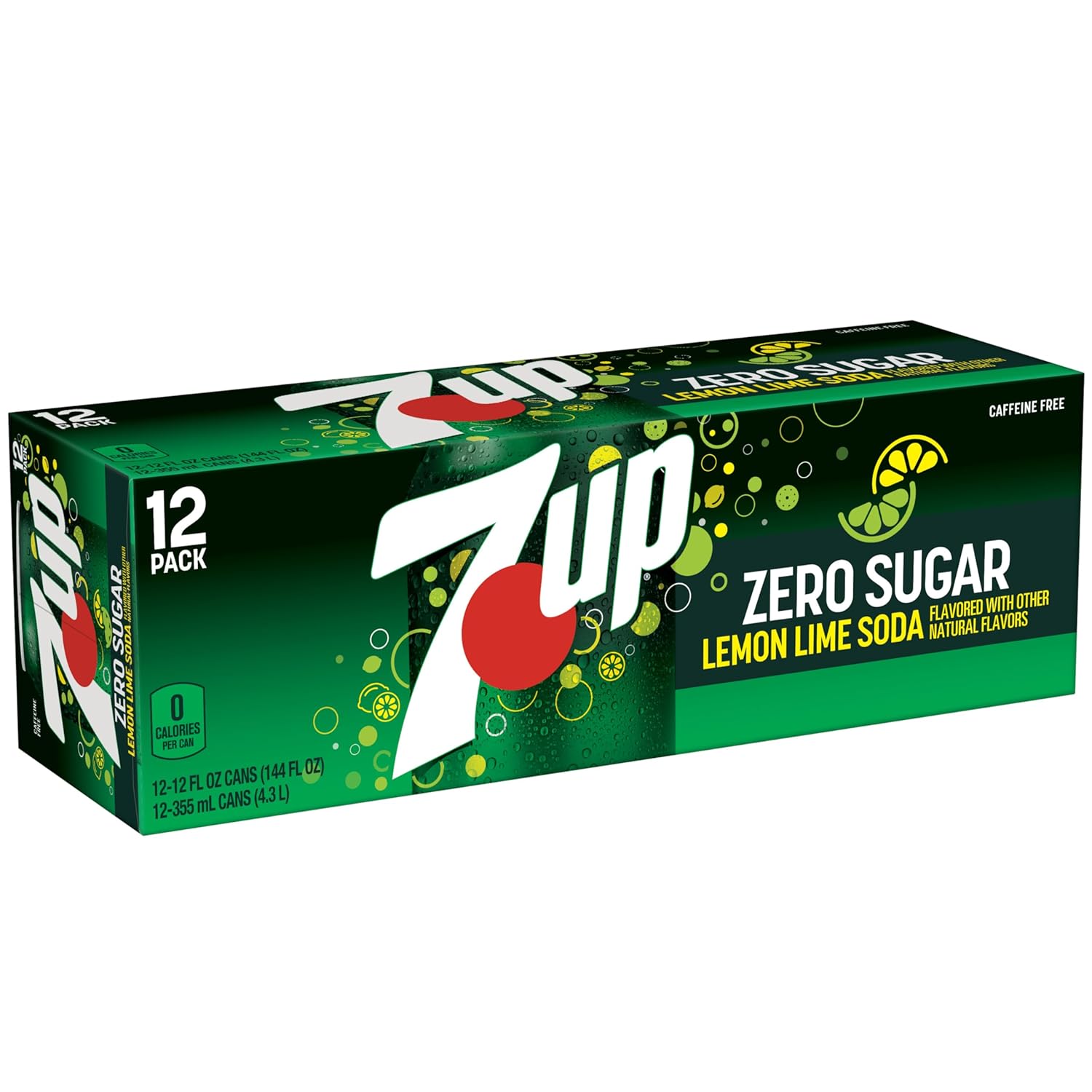 7UP Zero Sugar Lemon Lime Soda, 12 fl oz cans (Pack of 12)-12