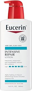 Eucerin Intensive Repair Body Lotion for Very Dry, Flaky Skin, Fragrance Free Body Moisturizer with Alpha Hydroxy, 16.9 Fl Oz Bottle